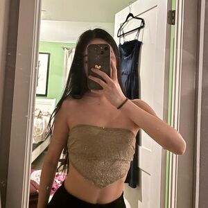 Sparkly Gold Strapless Top